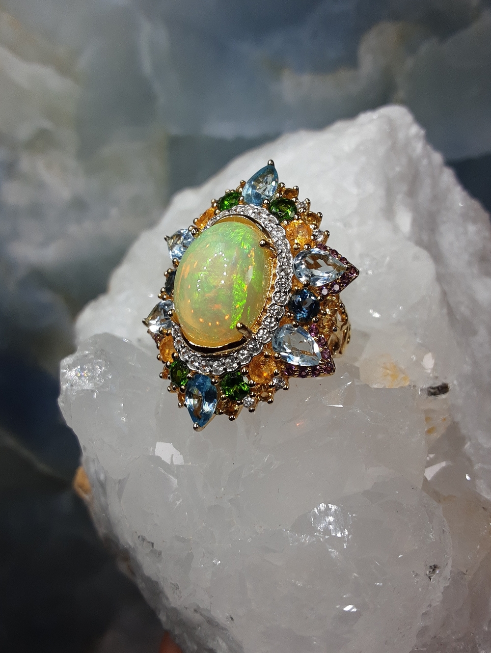 925 Opal Gemstone Ring.